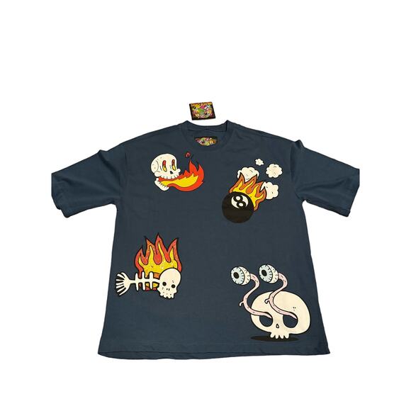 American Garage Flame and Skeleton T-shirt - Picture 1 of 7
